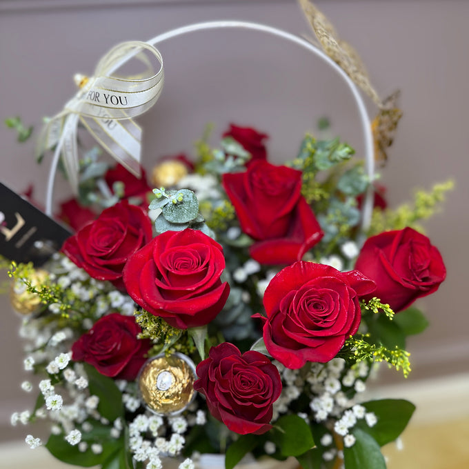 Rose Basket with Chocolates