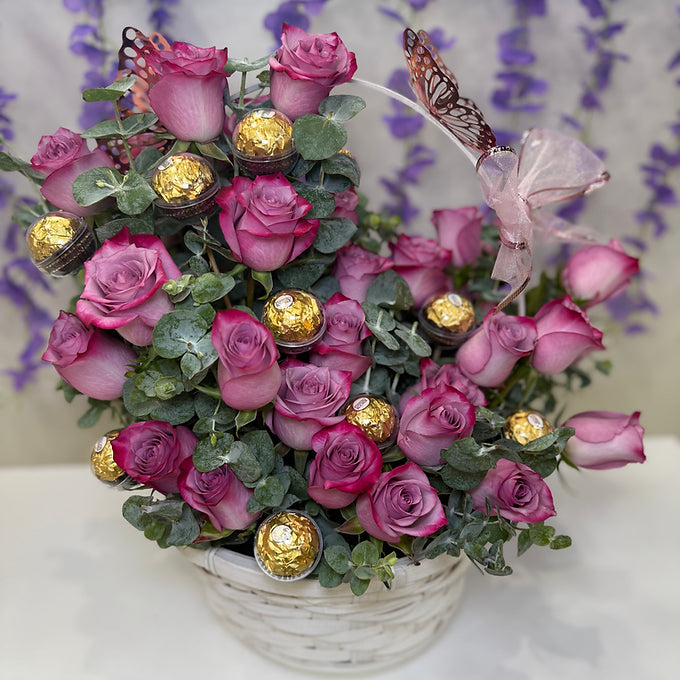 Large Purple Basket & Chocolates