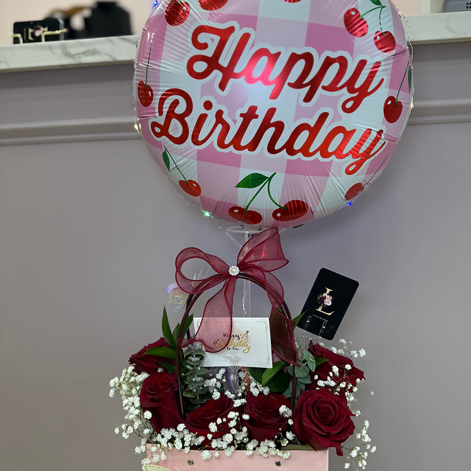 Birthday Arrangement with Balloon