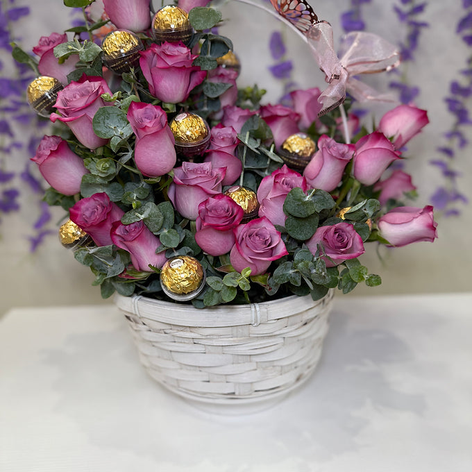 Large Purple Basket & Chocolates